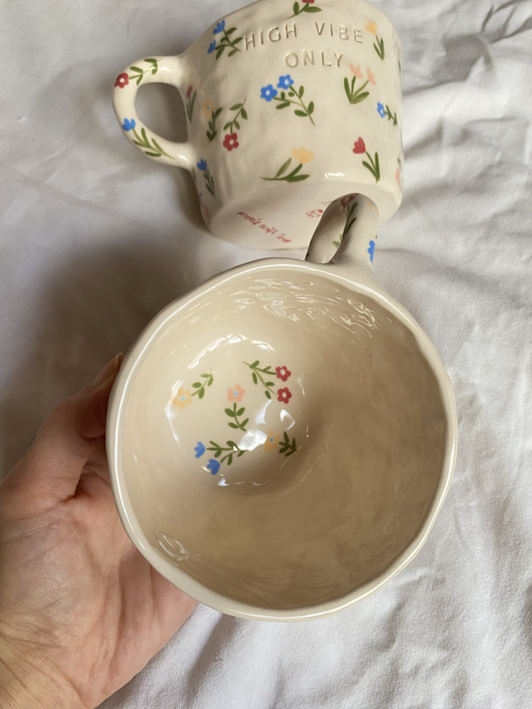 Flowers Handmade Mug- High Vibe Only