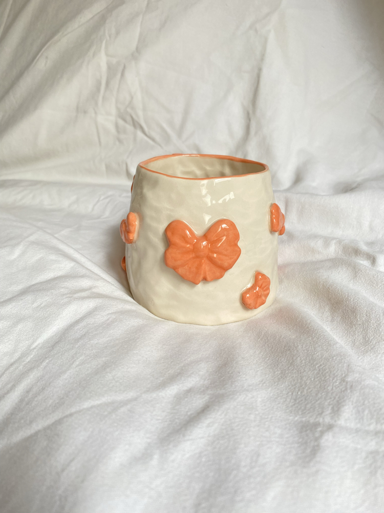Orange Ribbon Handmade Mug