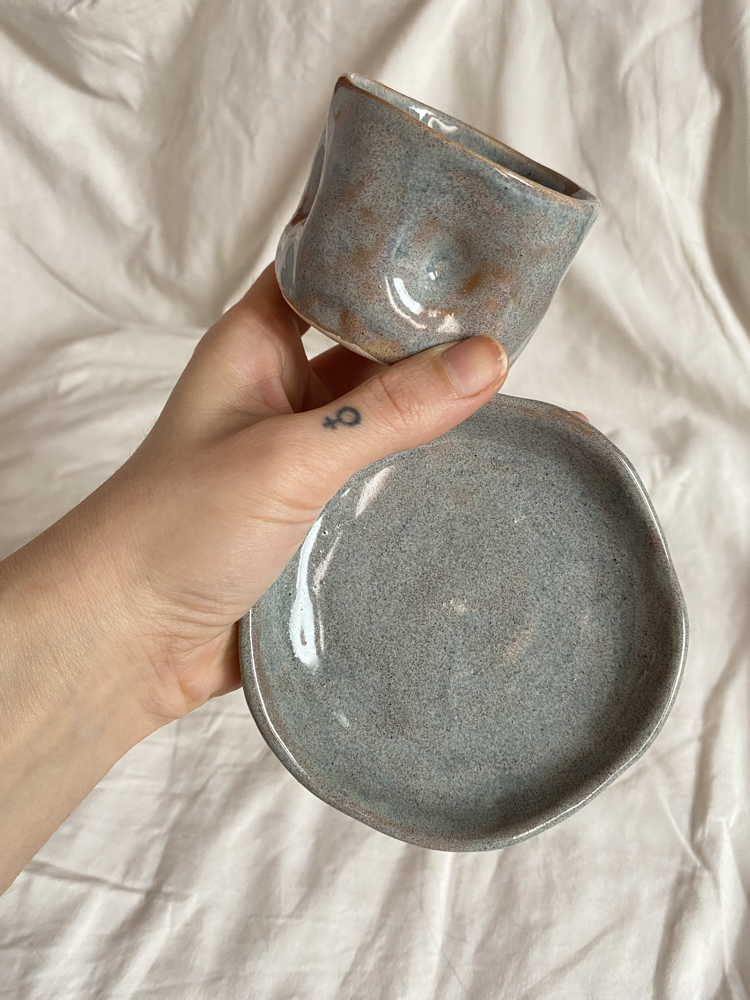 Handmade rustic espresso set