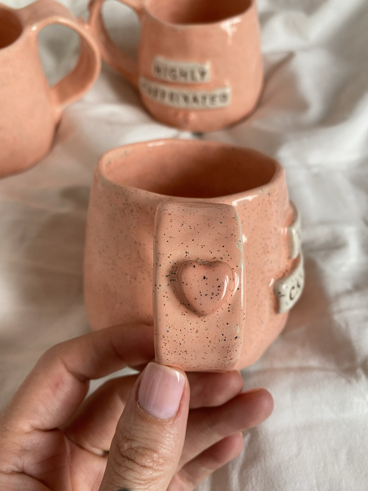 “Highly Caffeinated” 3D Handmade Ceramic Mug