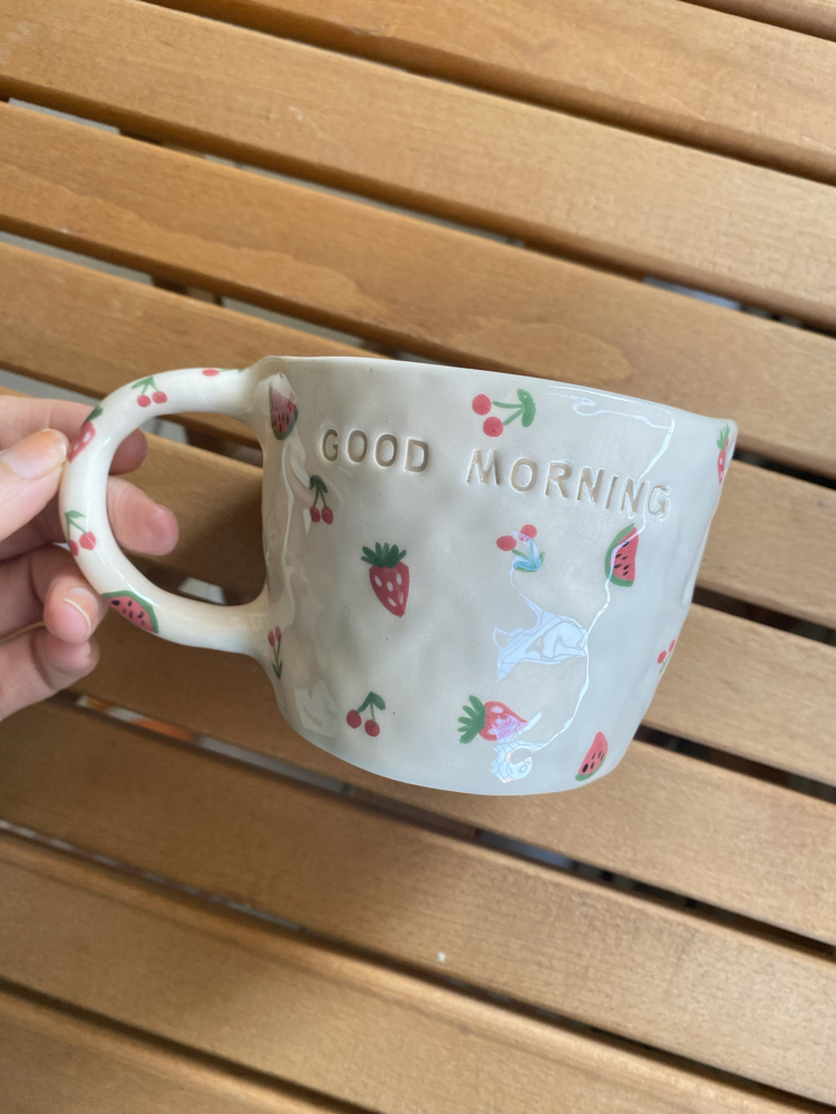 Handmade Ceramic Mug w/fruits