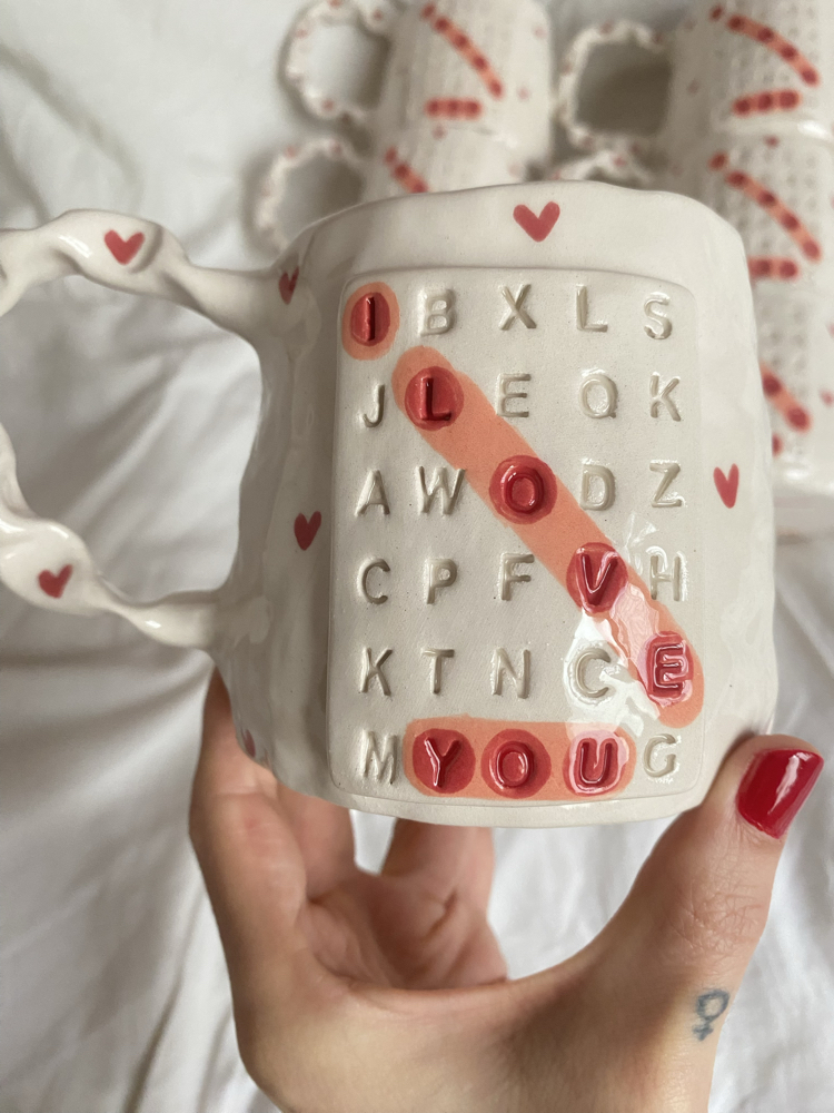 Valentine’s Day “I love you” mug, handmade ceramic mug