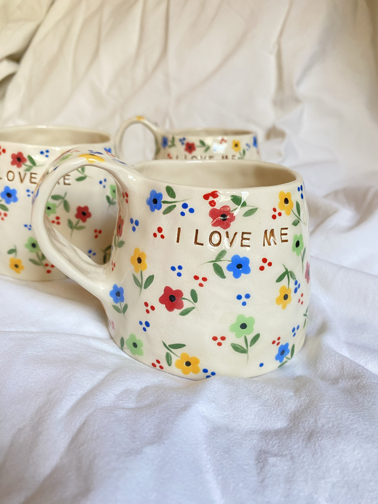 “I LOVE ME” handmade mug