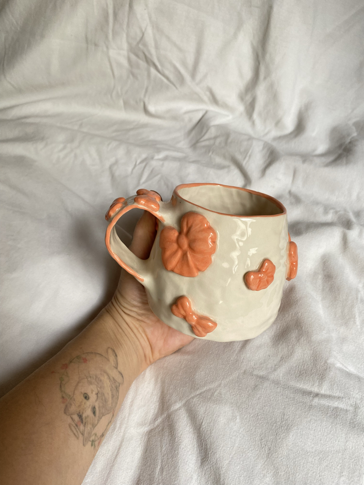 Orange Ribbon Handmade Mug