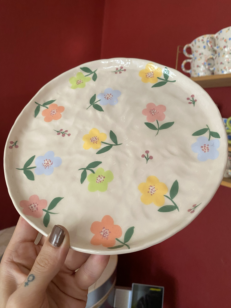Flower Garden Handmade Ceramic Plate