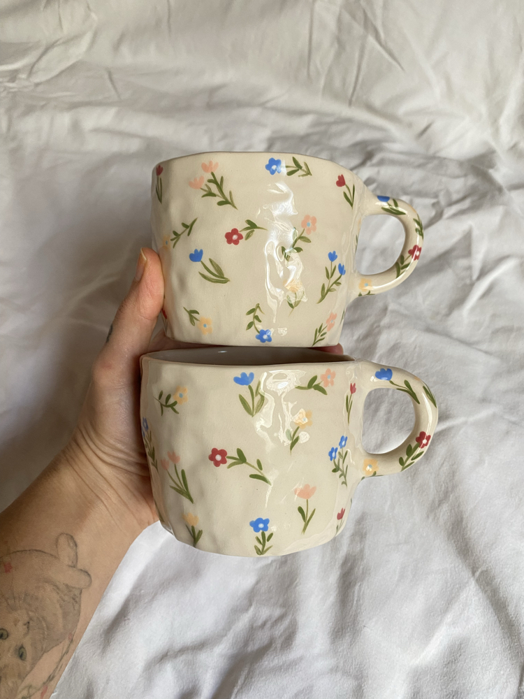 Flowers Handmade Mug- High Vibe Only