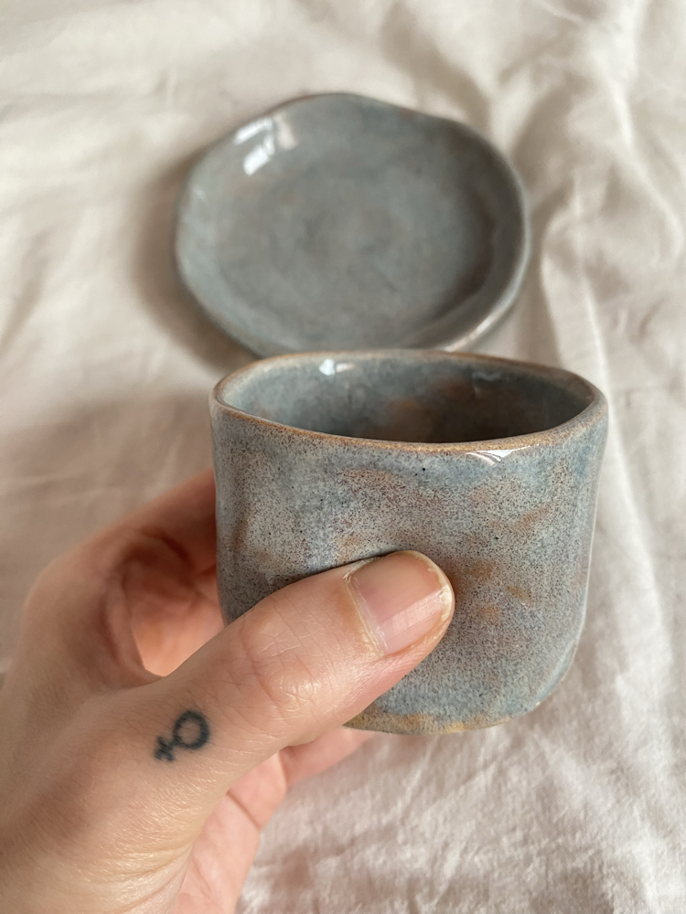 Handmade rustic espresso set