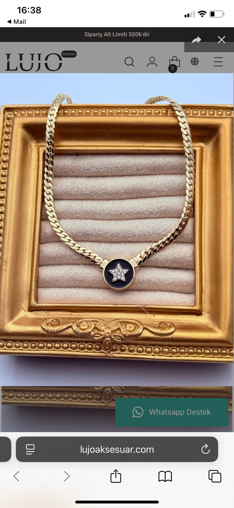 Gold siyah çelik kolye