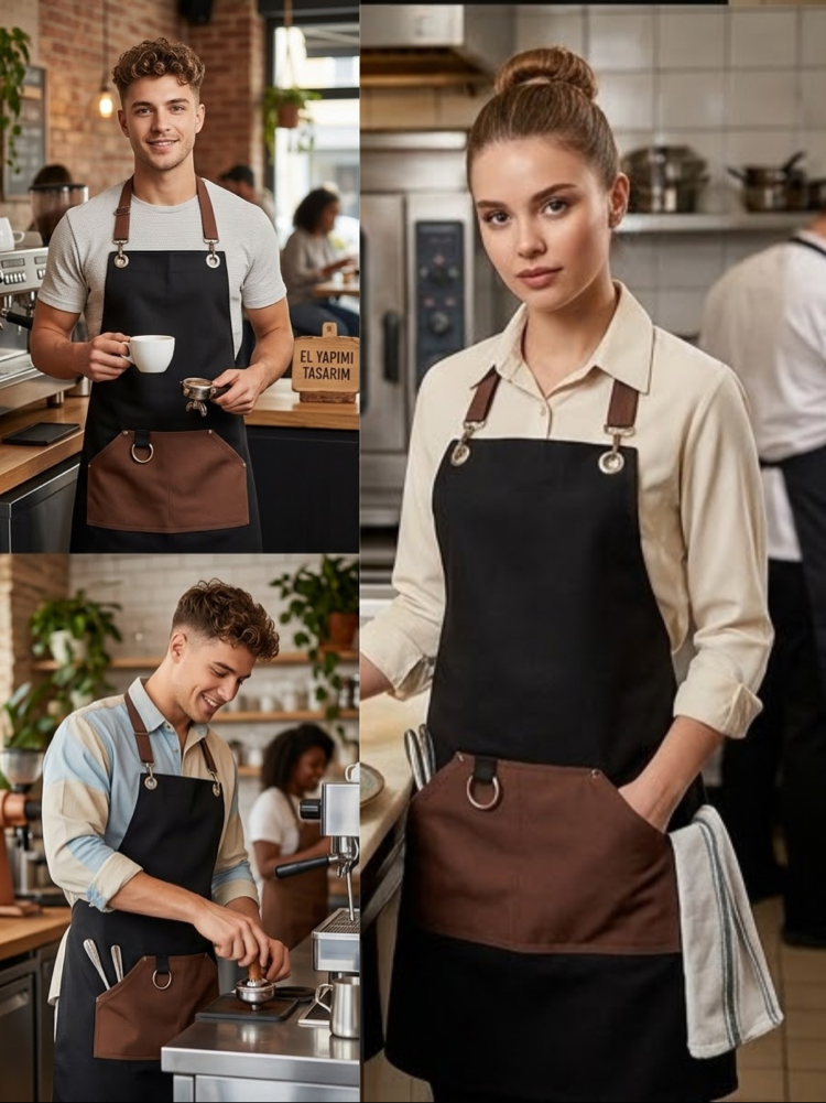 Su itici Leke Tutmaz Üçgen Cepli Cafe Barista Çiçekçi Aşçı Barista Servis Önlük
