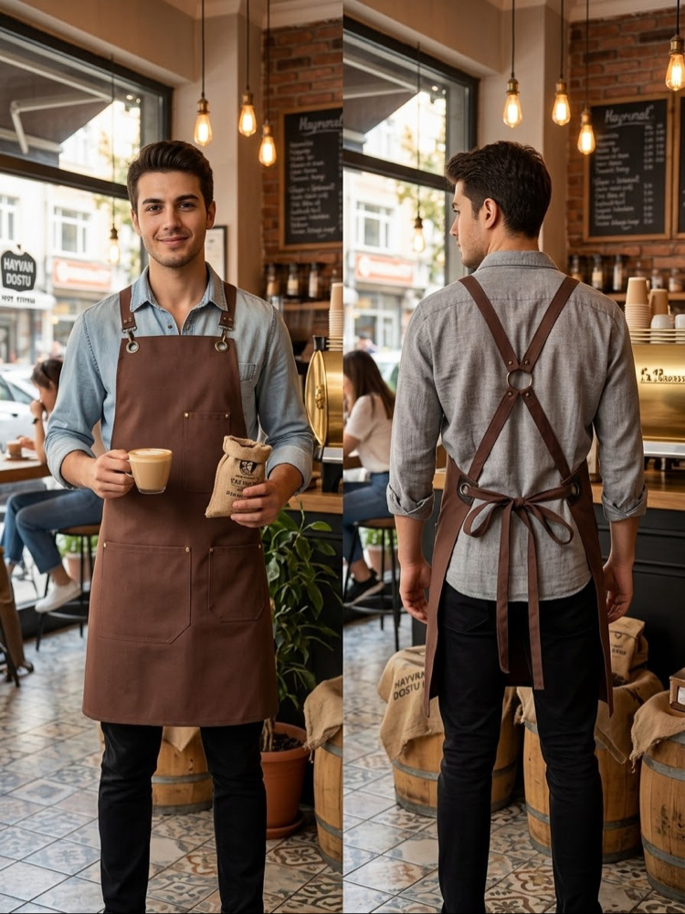 Su itici Leke Tutmaz Üç Cepli Barista Cafe Restoran Servis Bistro Önlük