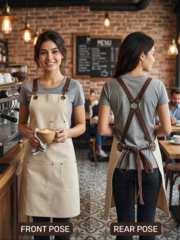 Su itici Leke Tutmaz Üç Cepli Barista Cafe Restoran Servis Bistro Önlük
