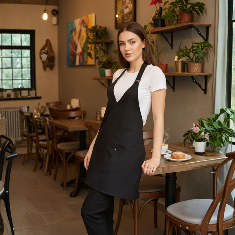 Leke tutmaz Su itici V-yaka Barista Cafe Çiçekçi Şef Bar Önlük