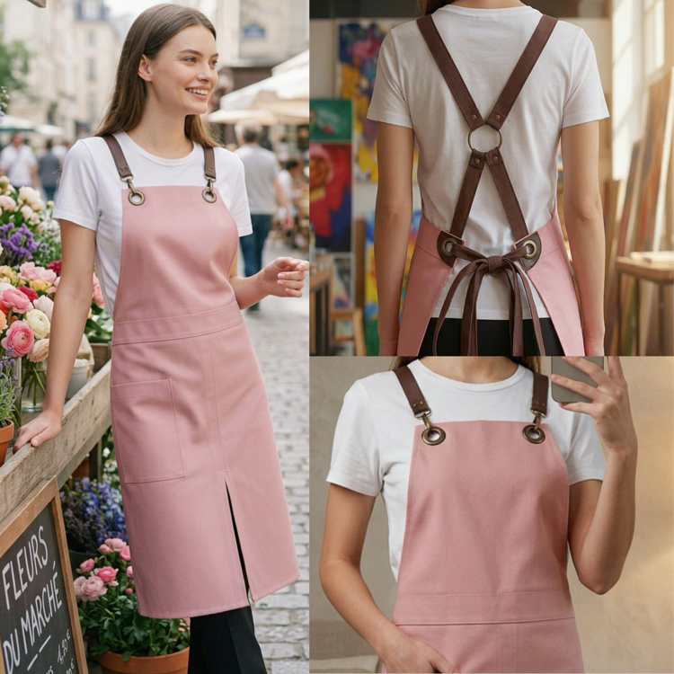 Yırtmaçlı Su itici Cepli Sanatçı Önlüğü Barista Kafe Çiçekçi Ressam 