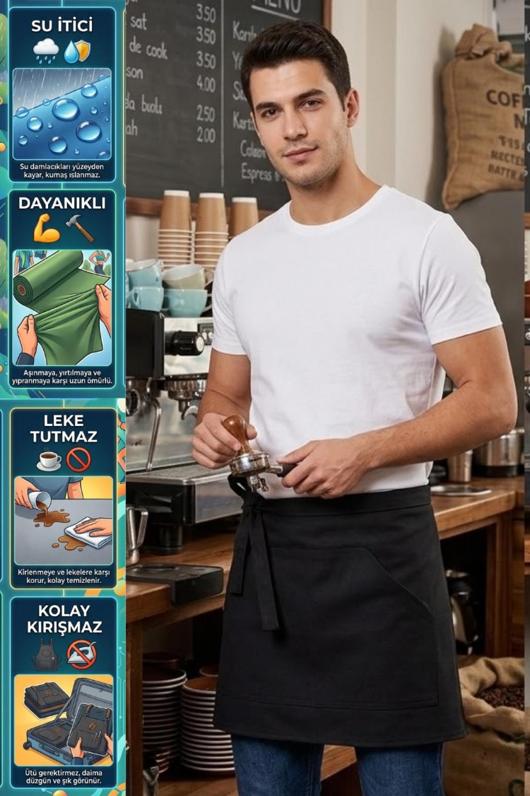 Yarım Önlük Cafe Barista Bistro Garson Şef Çiçekçi Önlük