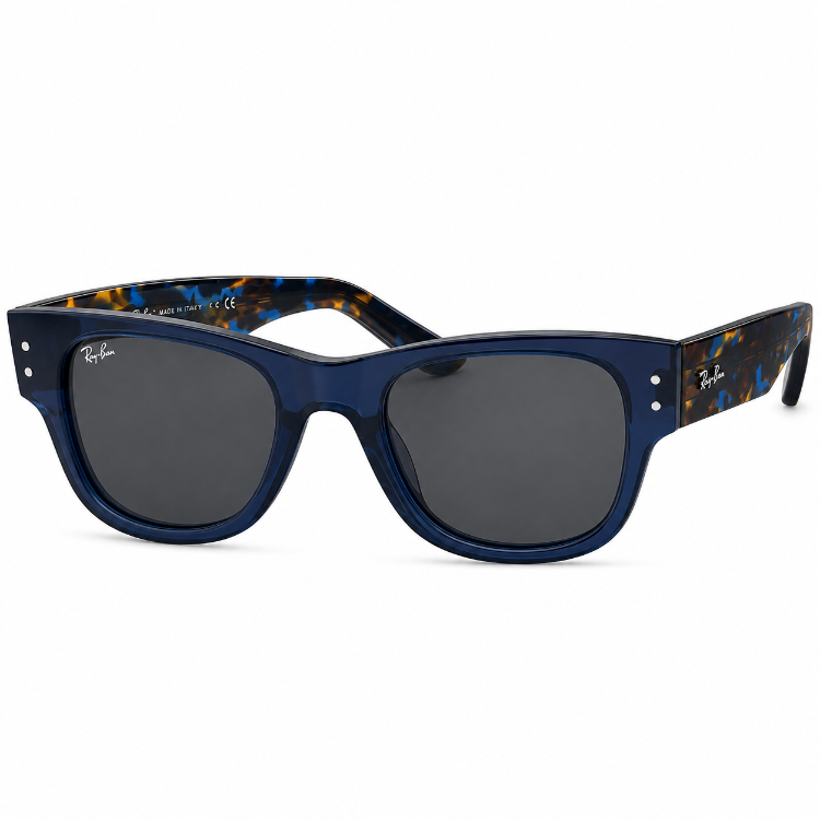 Ray-Ban RB0840S Mega Wayfarer 6638/05 Mavi Leopar Füme Unisex Güneş Gözlüğü 51-21 UV400