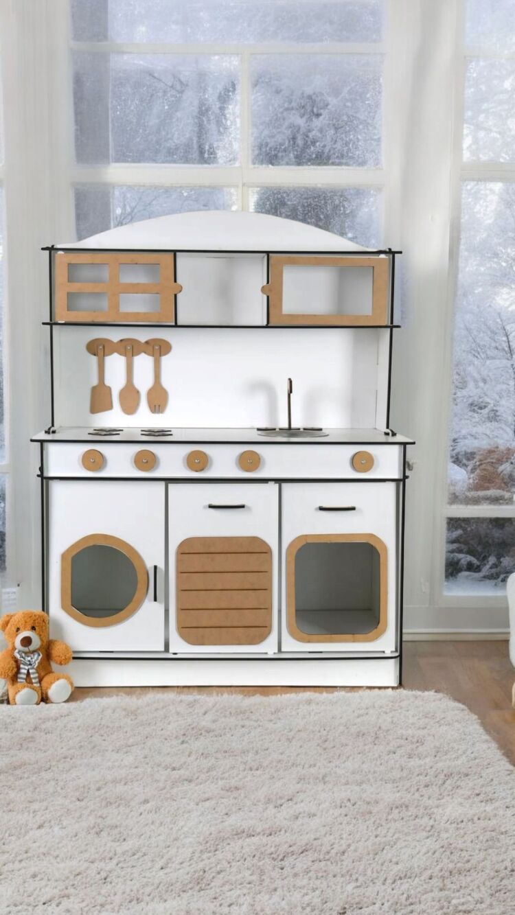 Ahşap oyuncak mutfak- 6 mm. Mdf. Şık ve eğitici tasarım