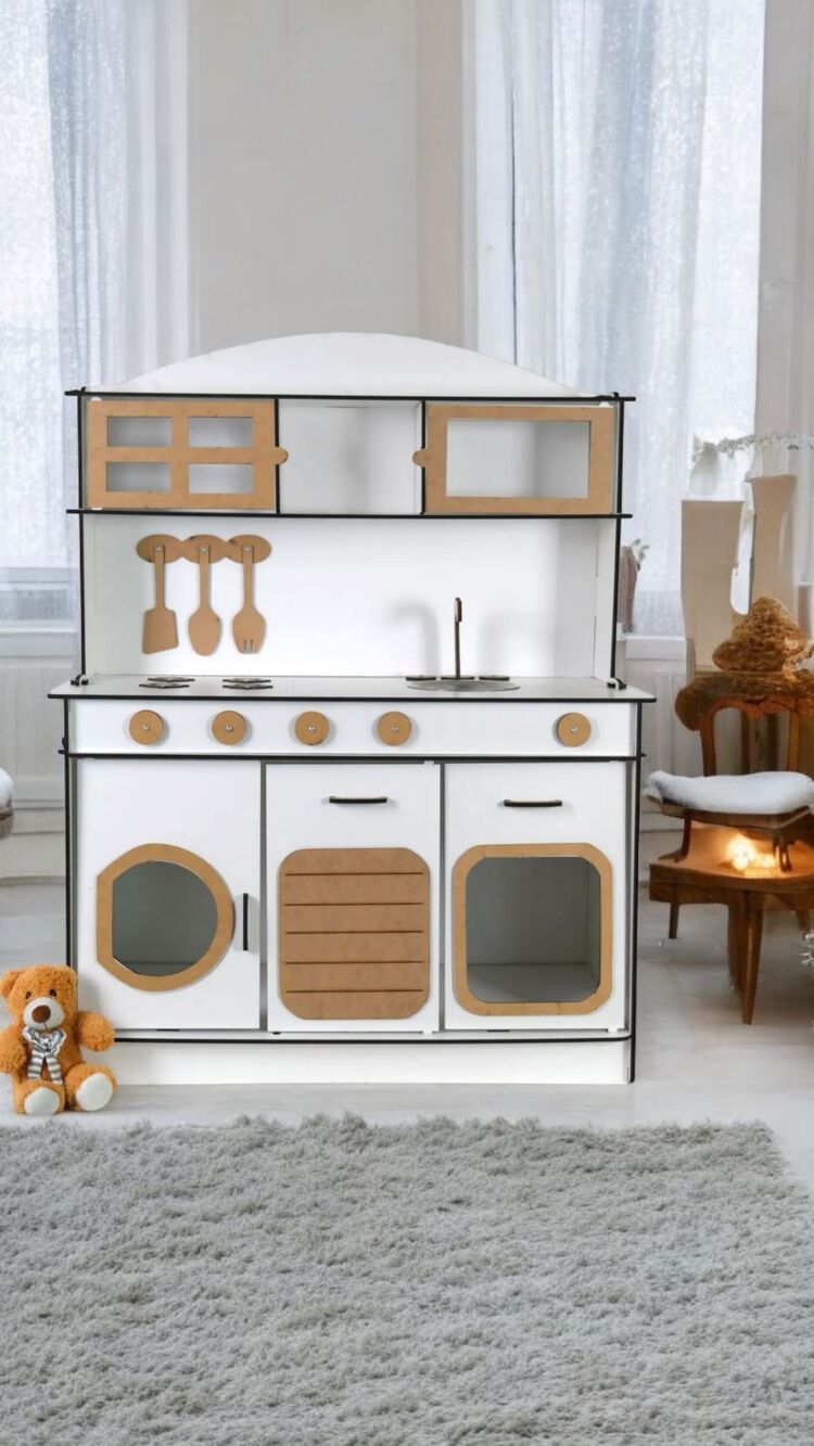 Ahşap oyuncak mutfak- 6 mm. Mdf. Şık ve eğitici tasarım
