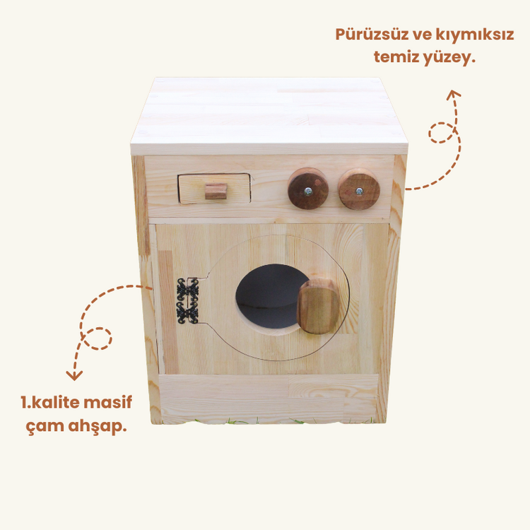Ahşap Oyuncak Çamaşır Makinesi (Kargo Bedava)
