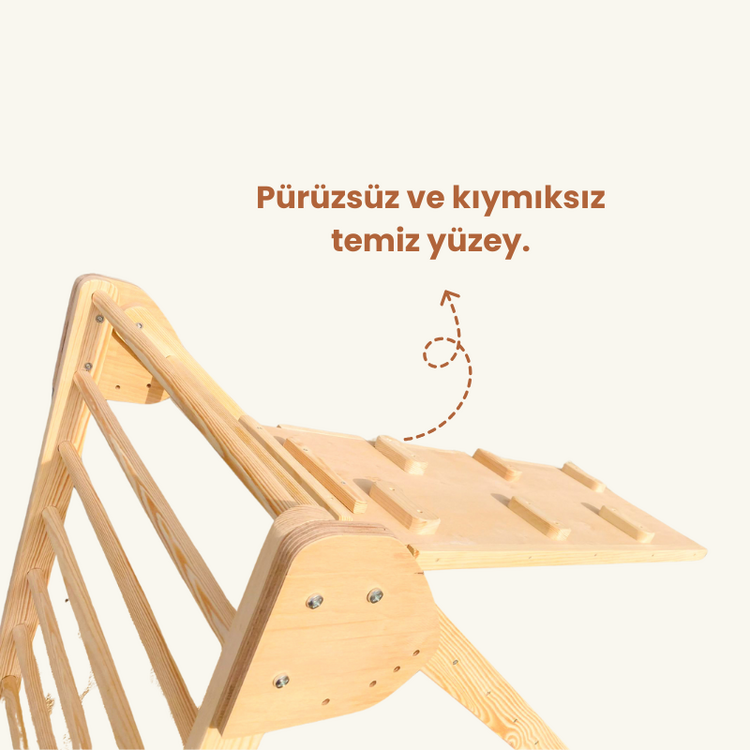 Pikler üçgeni ve tırmanma tahtası 2'li set 100x120cm (Kargo Bedava)