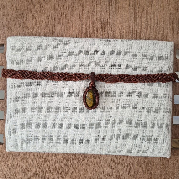 KIZIL SERİSİ KAPLANGÖZÜ CHOKER - Doğal Taşlı Kolye
