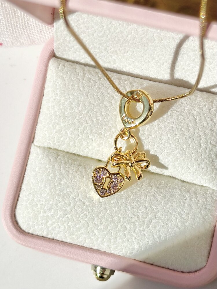 Çelik locket heart charm kolye