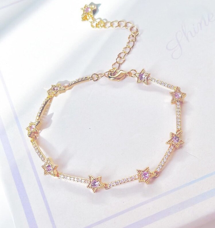 Pink star bileklik gold