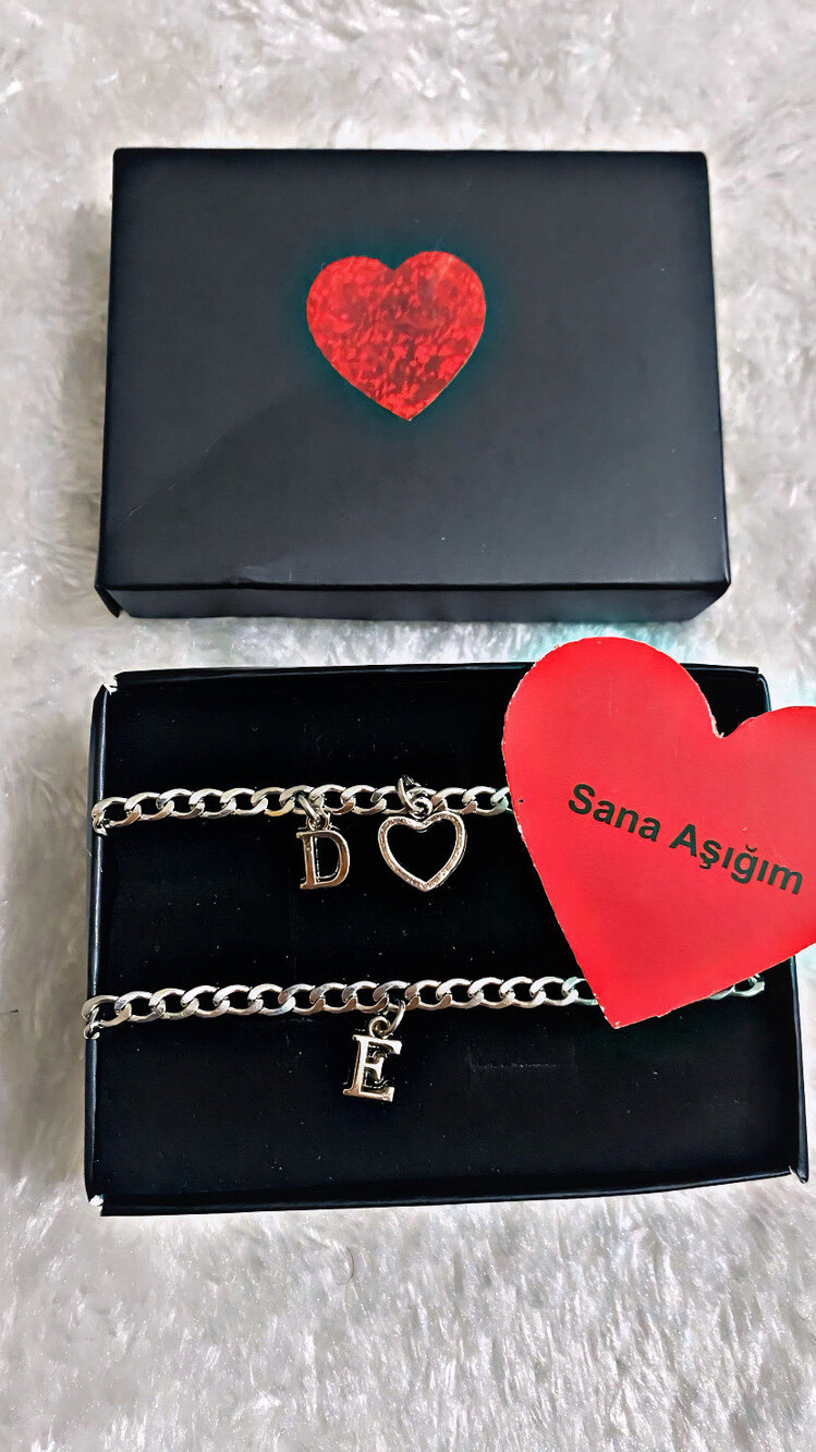 Çelik harf bileklik çift 