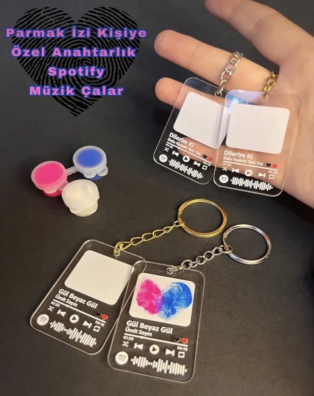 Pembe mavi Parmak izi anahtarlık