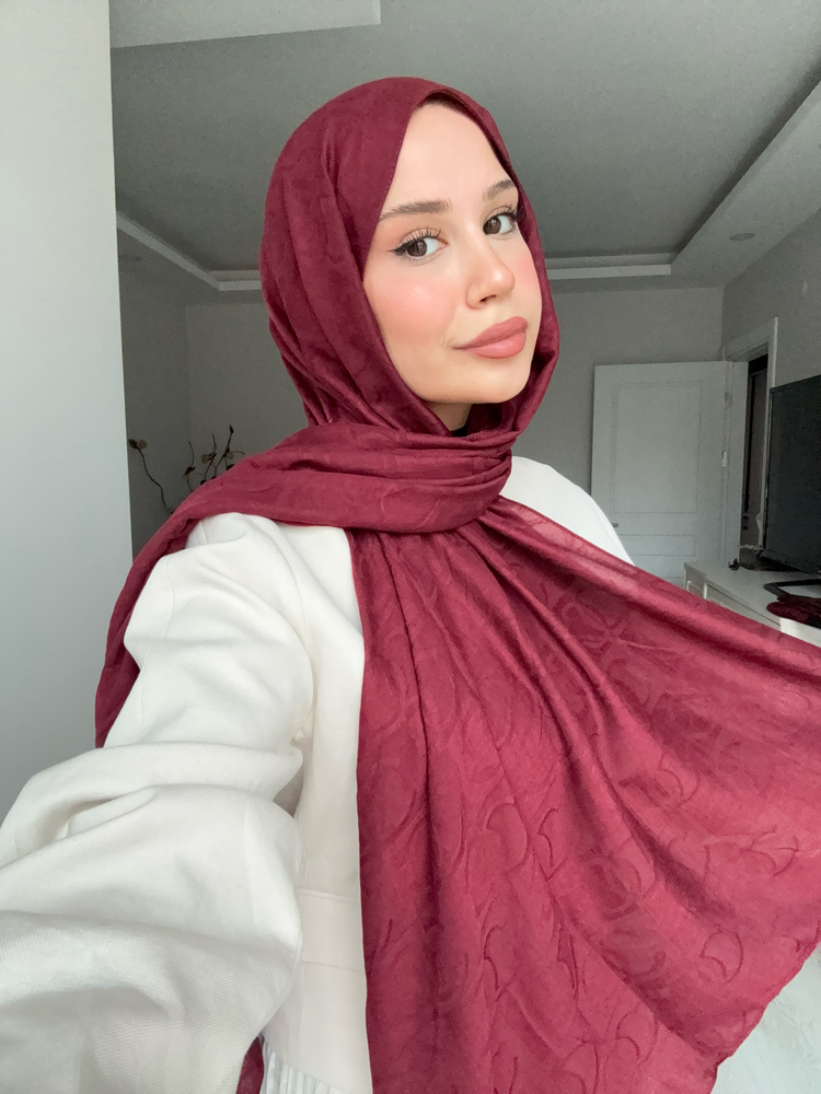 Cc Desen Pamuk Şal ( Bordo )