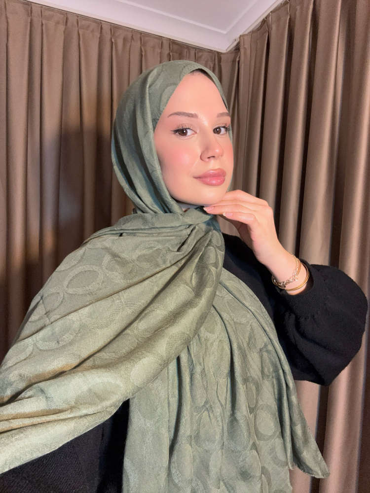 Zincir model pamuk şal (Haki) 