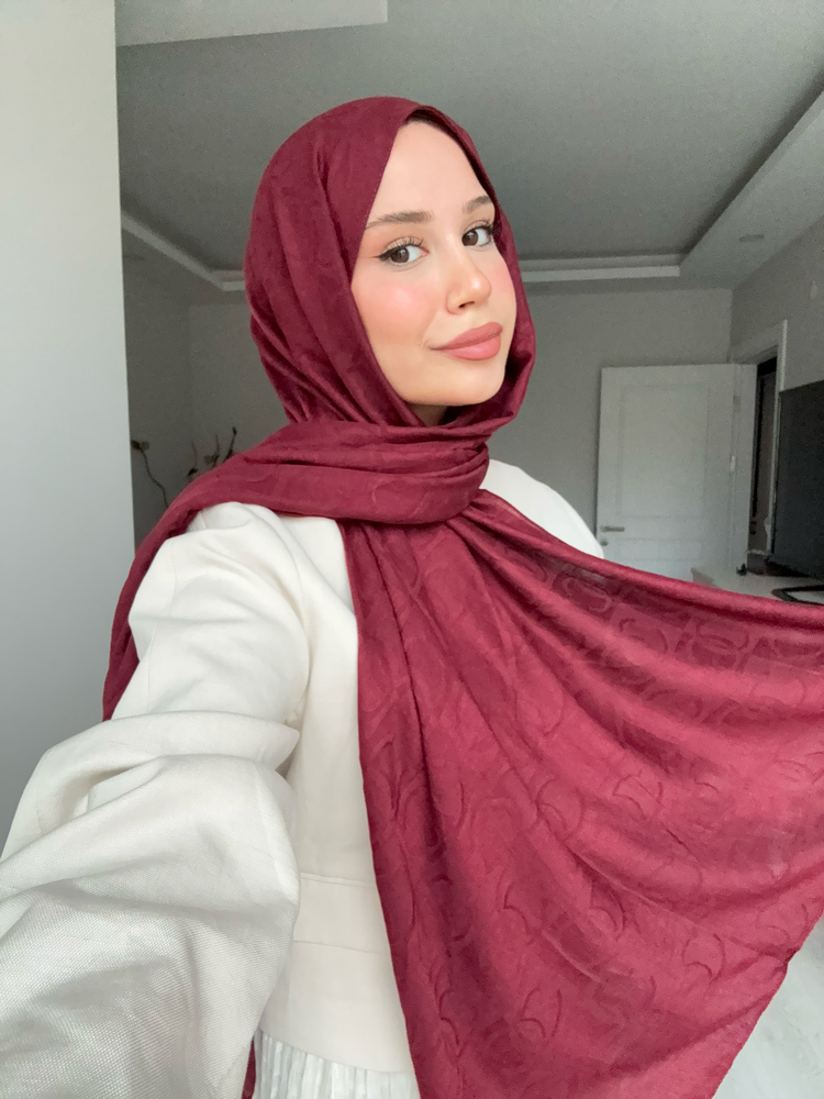 Cc Desen Pamuk Şal ( Bordo )