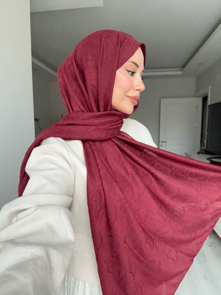 Cc Desen Pamuk Şal ( Bordo )