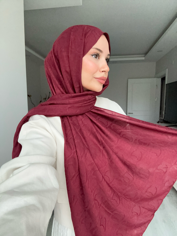 Cc Desen Pamuk Şal ( Bordo )