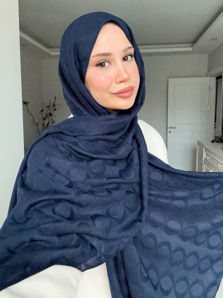 Zincir model pamuk şal (lacivert)