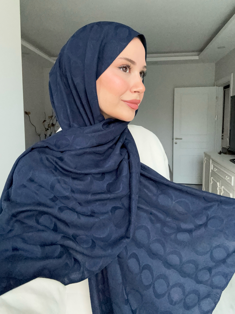 Zincir model pamuk şal (lacivert)
