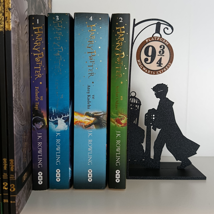Harry Potter Kitap Tutucu - 9 3/4 Peronu Silüetli Dekoratif Bookend - Hogwarts Kitap Tutucu 