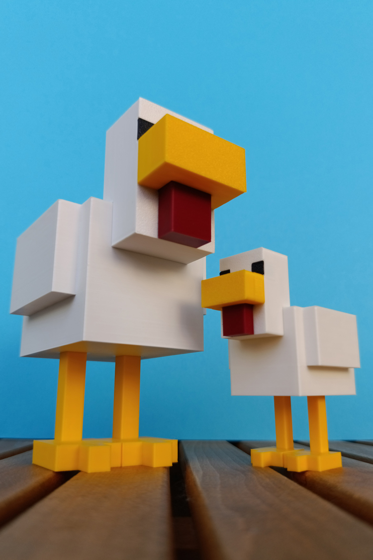 Minecraft 2'li Tavuk Figür Seti – Koleksiyonluk & Hediyelik - Piksel Stil Dekor & Akses