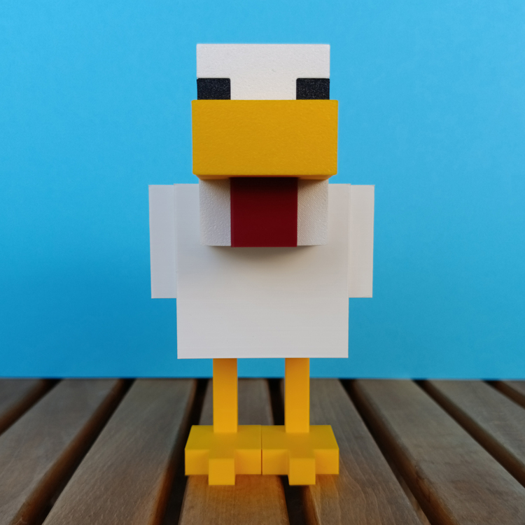 Minecraft Tavuk Figürü – 15 cm, Koleksiyonluk & Hediyelik - Piksel Stil Dekor & Aksesuar