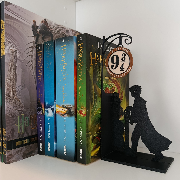 Harry Potter Kitap Tutucu - 9 3/4 Peronu Silüetli Dekoratif Bookend - Hogwarts Kitap Tutucu 