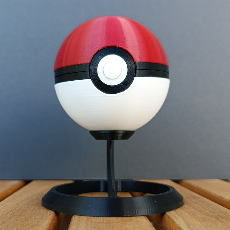Gerçek Boyut Pokemon Pokeball Poketopu (Standlı, Açılabilir, Mıknatıslı Kilit)