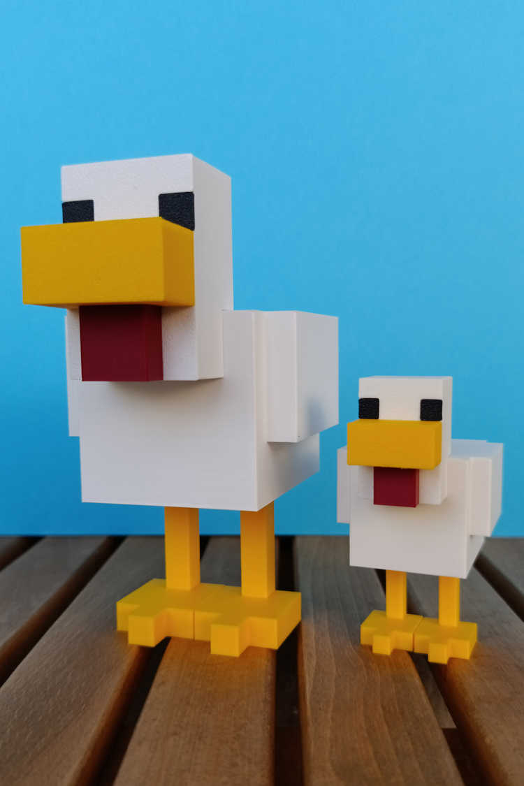 Minecraft 2'li Tavuk Figür Seti – Koleksiyonluk & Hediyelik - Piksel Stil Dekor & Akses