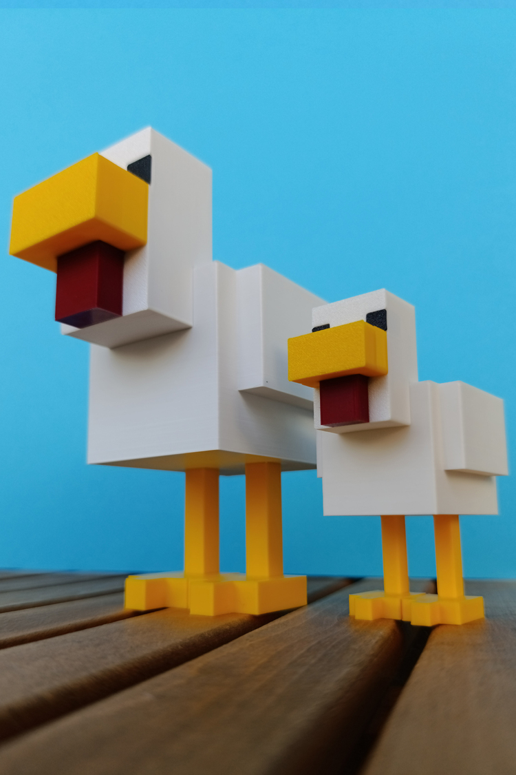 Minecraft 2'li Tavuk Figür Seti – Koleksiyonluk & Hediyelik - Piksel Stil Dekor & Akses