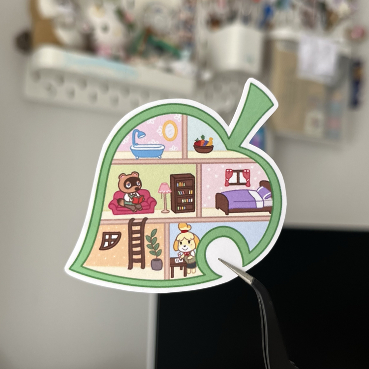 animal crossing yaprak ev sticker