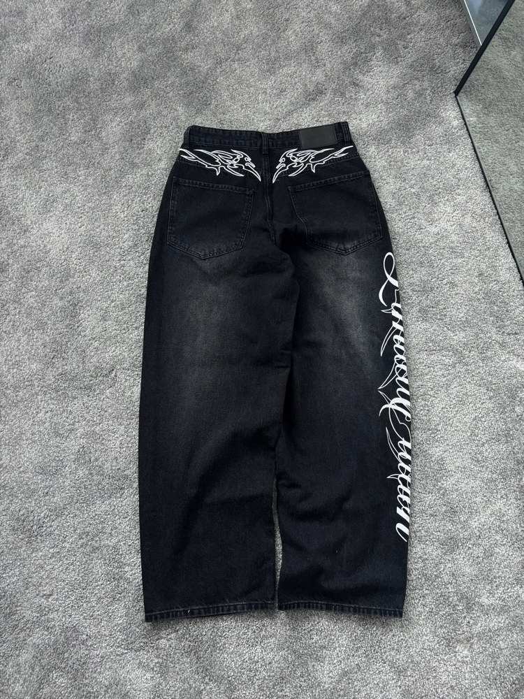 ITALIC BASKI DETAYLI BAGGY JEANS