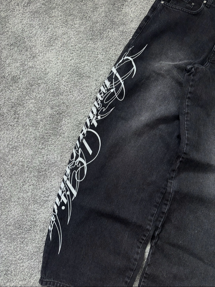 ITALIC BASKI DETAYLI BAGGY JEANS