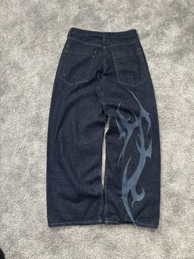 LAZER BASKILI BAGGY JEANS