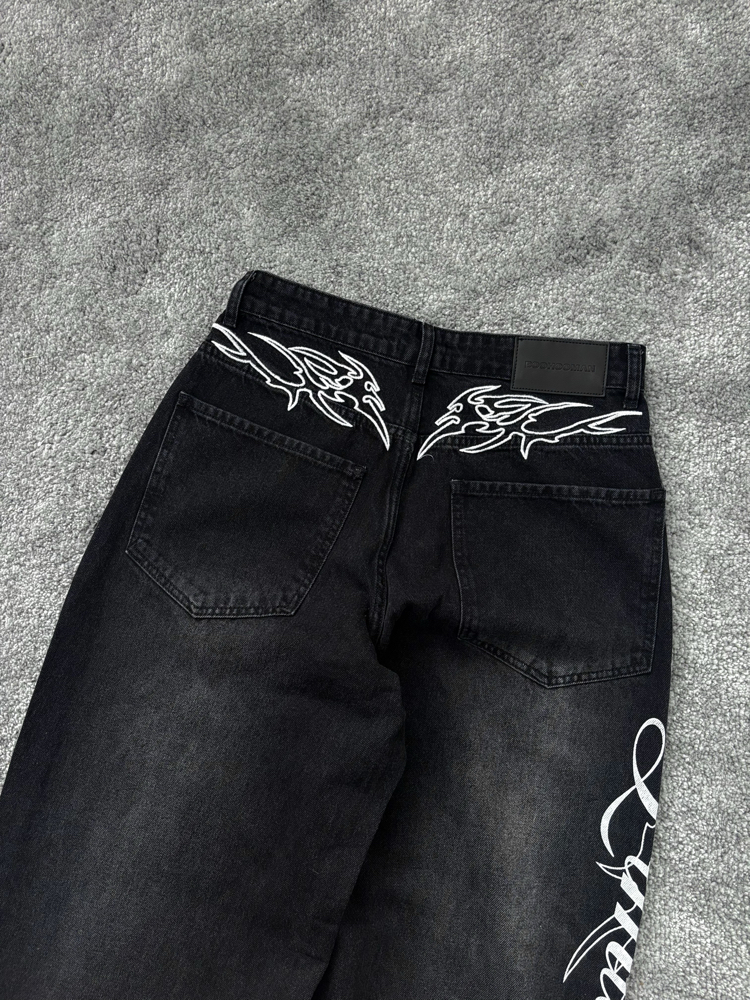 ITALIC BASKI DETAYLI BAGGY JEANS