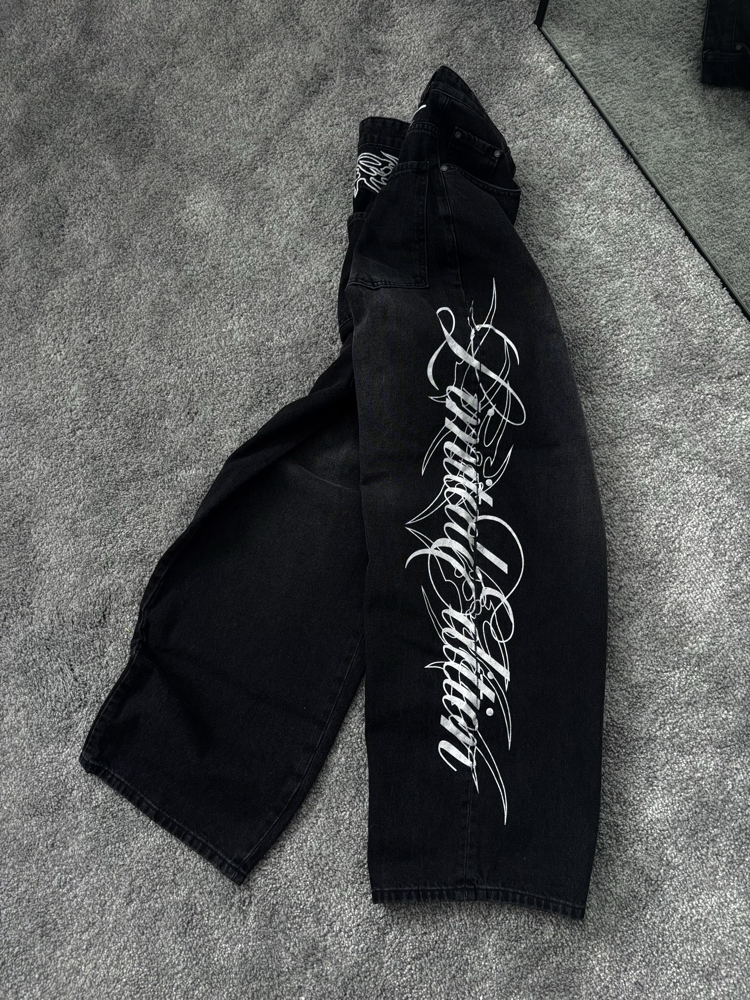 ITALIC BASKI DETAYLI BAGGY JEANS