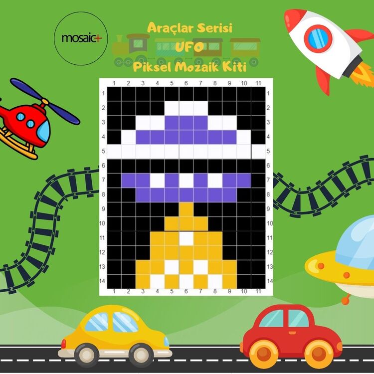 UFO Çocuklar İçin Piksel Mozaik Kiti