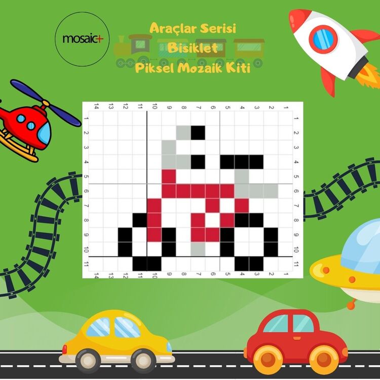 BİSİKLET Çocuklar İçin Piksel Mozaik Kiti